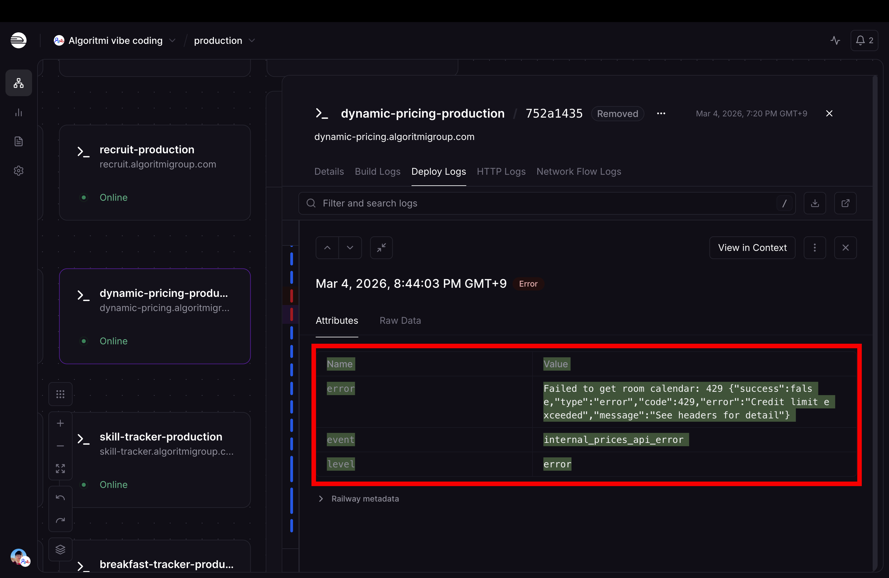 Step 3: Click the error to see details, then copy the error message